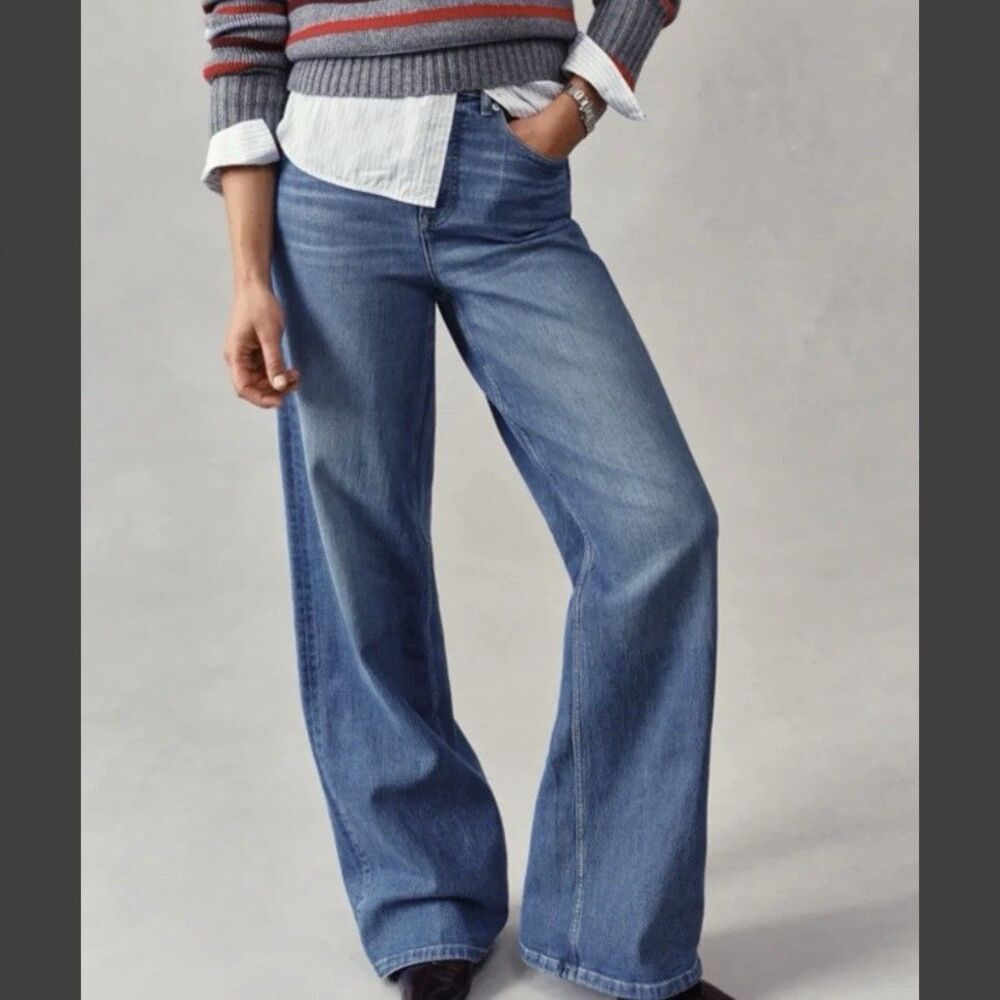 SPANX Shape Authentic 360 High Waist Wide Leg Jeans Size Large Petite NWT